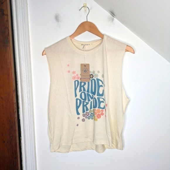 MARINE LAYER Re-spun Beige Floral Pride on Pride Graphic Muscle Tank NEW Size S - Picture 1 of 10